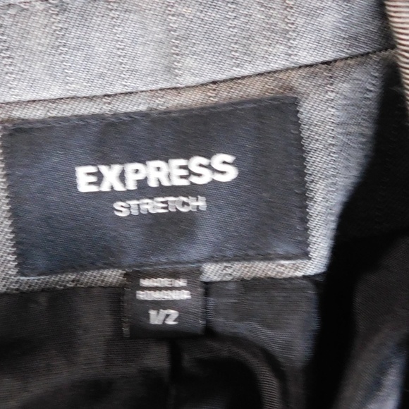 Express Stretch 3 Button Wool Blend Grey Stripe Blazer - Picture 6 of 8